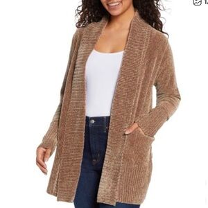 Orvis Women's Taupe Chenille Open Front Cardigan